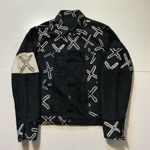 Kaws X Black & White Graphic Art Custom Made Sample Denim Jean Trucker Jacket